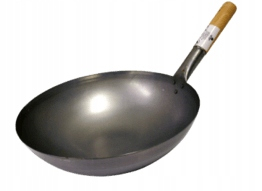 Oceľový wok 35cm okrúhly dno uhlíkovej ocele